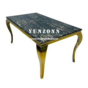 <span class=keywords><strong>Table</strong></span> à <span class=keywords><strong>manger</strong></span> moderne classique avec plateau <span class=keywords><strong>en</strong></span> <span class=keywords><strong>verre</strong></span> trempé, cadre <span class=keywords><strong>en</strong></span> acier inoxydable durable, or/argent, rectangle, meubles <span class=keywords><strong>pour</strong></span> la maison - Product Image 6