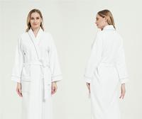 Peignoir de bain en coton de haute qualité pour femme, personnalisé avec logo, pour hôtel et spa, séchage rapide, col en V, fermeture à cordon, long