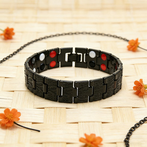 <b>Adjustable</b> Double Row Magnetic <b>Bracelet</b> For Men Zinc Alloy Vintage Design Gift Jewelry - Product Image 2