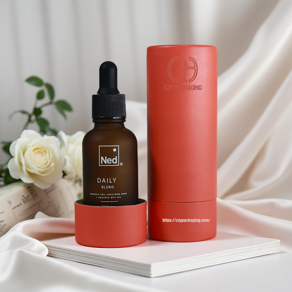 Custom Printing Eco-Friendly Biodegradable Recyclable Cosmetic Paper Tube Natural Pattern Cardboard Packaging For Essential Oil