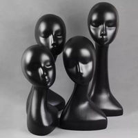 Maniquí de Cabeza de Plástico Barato con Cuello Largo, Blanco y Negro, para Exhibición de Pelucas, Venta al por Mayor