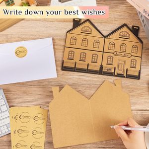 Customized House Shaped Greeting <b>Cards</b> <b>Embossed</b> Gold Stamping Paper Congratulations Thank You <b>Cards</b> For Home Moving Celebration - Product Image 2