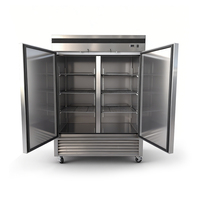 Congélateur vertical commercial à double porte vitrée grande capacité en acier inoxydable pour stockage de produits surgelés