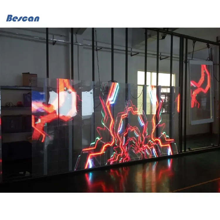 Bescan P3.91-P4.81 Nuevo edificio ticari de alquiler HD que publicita la pantalla LED transparente