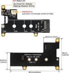 Aismartlink X1001 PCIe M.2 anahtar-m NVMe SSD PIP PCIe periferik kurulu + ahududu <span class=keywords><strong>Pi</strong></span> <span class=keywords><strong>5</strong></span> için Metal kasa - Product Image 3