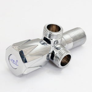 Válvula angular de cobre de 90 grados con doble salida, rosca macho, acabado cromado para calentador de agua de inodoro - Product Image 2