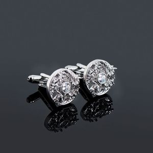 Gemelli rotondi con zircone in acciaio inossidabile creativi per gemelli da uomo e da donna - Product Image 2