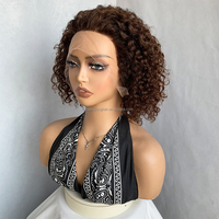 Prix d'usine en gros Perruque Lace Front Tran 13X1 en mélange de cheveux humains, coupe Bob courte bouclée crépue, sans colle, volumineuse et bouclée, pour femmes