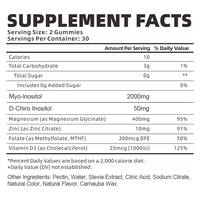 Complément Hormonal Pré-Conception Végétalien Sans Sucre 6-en-1 à Marque Blanche avec Myo-Inositol et D-Chiro-Inositol 40:1 et Folate en Gommes