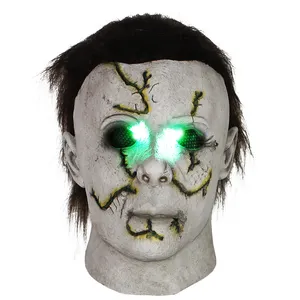 万圣节迈克尔·迈尔斯面具可怕的角色扮演电影道具恐怖裂纹脸迈克尔·迈尔斯幽灵脸乳胶面具