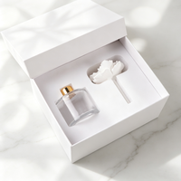 Diffuseur de parfum d'ambiance en cire parfumée, avec bâtonnets, en pot de verre de 50 ml, motif floral en porcelaine faite main, pour cadeau de luxe