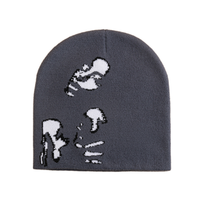 MILIENZ OEM Custom Logo Pattern Beanie <b>Women</b> Fashion Jacquard Black <b>Winter</b> <b>Hats</b> Wind Proof Skull Acrylic Sports Hip Hop Style - Product Image 2