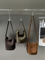 Sac seau en suède avec anse en anneau et cordon de serrage, pochette souple minimaliste, sacoche, vente en gros, approvisionnement en vrac