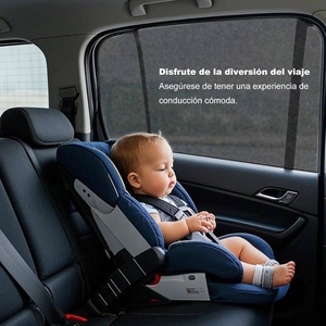 Set di parasole per finestrino auto in 2 pezzi, tendine per parabrezza anteriore e posteriore, per cinturini in Velcro, materiale in rete per protezione solare - Product Image 6