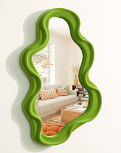 Modern Rustic Wood-Framed Full-Length Floor <b>Mirror</b> Lightweight Unbreakable Irregular Shape Wall Hanging Decor for Bedroom Living - Product Image 1