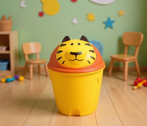 Bote de basura con diseño de león, 23x35cm, tapa giratoria, juguete de animales para niños, para el hogar, la escuela y el jardín de infantes - Product Image 2