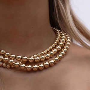 18K Gold Plated Stainless Steel Beaded Necklace Vintage Waterproof Layering Stack <b>Christmas</b> Small <b>Gift</b> Mom <b>Sister</b> - Product Image 3