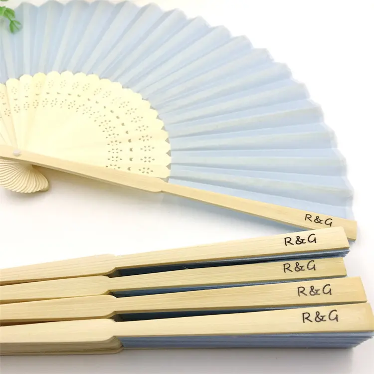 Personalized Print Engrave Wedding Favor Silk Fan Customized Name Cloth Hand Fan Wedding Gift