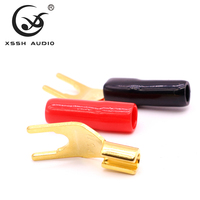 Connecteur Y-Spade plaqué or audiophile, base en cuivre, faible résistance, anti-oxydation, borne de câble d'enceinte pour amplificateur HIFI OEM