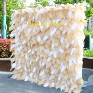 ฉากหลังดอกไม้ผ้าเทียมแบบม้วนเก็บได้ รุ่น H-523 ขนาด 8x8 ฟุต ลายดอกไม้ 3 มิติ สีแดง ม่วง ขาว สำหรับตกแต่งงานแต่งงาน - Product Image 3