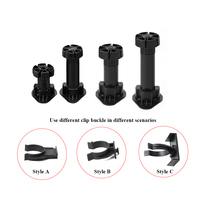 Pieds de nivellement traditionnels en plastique noir de 60, 80, 100, 120, 150 mm pour meubles de cuisine et de salon, pieds réglables