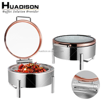 Ensemble de buffet de plat de chafer de luxe de restaurant d'hôtel de Huadison plat de chafing rond d'acier inoxydable