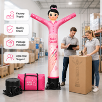 Danseur gonflable rose pour salon de manucure, motif dessin animé, avec impression ongles et cils, pour attirer les clients des instituts de beauté