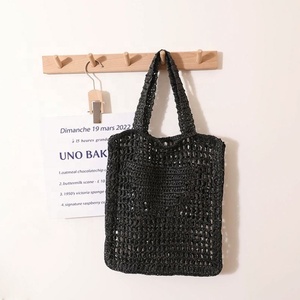 Sac fourre-tout en crochet à bandoulière avec un design en herbe tressée à <span class=keywords><strong>la</strong></span> mode, cadeau bohème, sac à main en coton tissé pour femmes, sac fourre-tout de plage - Product Image 5