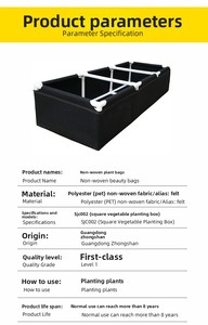 X139 Jardinera Elevada Dividida para Jardín, <span class=keywords><strong>de</strong></span> Fieltro, Contenedor Cuadrado para Plantar, Bolsa <span class=keywords><strong>de</strong></span> Cultivo, Maceta - Product Image 4