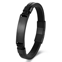 Bracelet en cuir personnalisé véritable en métal d'acier inoxydable fait à la main de bonne qualité pour des charmes