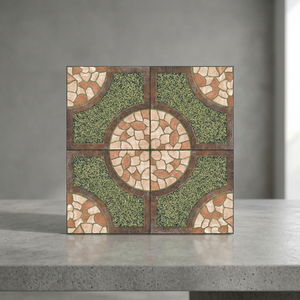 Carreaux de sol en céramique marbrée marron-brun lumineuse 40x40cm, finition mate, porcelaine, design d'intérieur - Product Image 3