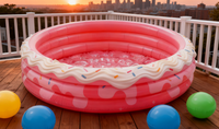 Langlebiger Runder Donut-Aufblaspool für Kinder, Verdicktes PVC-Design mit Wasserbällen für Kleinkinder-Wasserspiele und Garten-Spaß
