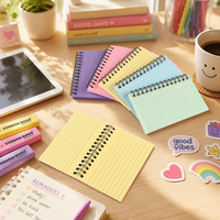 Bloc-notes spirale coloré créatif pour le bureau et l'école, personnalisable, 50 feuilles de papier ligné, fournitures de papeterie