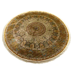 Oriental décor à la maison ronde naturelle kashmiri tapis de soie grand 10'X10'