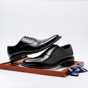 أحذية أكسفورد إيطالية رسمية فاخرة من الجلد الطبيعي للرجال، أحذية عمل مكتبية أنيقة بمقدمة مدببة ورباط - Product Image 4