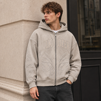 IKDEER Sweat à capuche zippé personnalisé avec broderie d'ailes, en coton épais, pour marque de streetwear, commande en gros