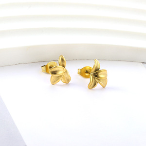 Geometric <b>Stud</b> <b>Earrings</b> 18k Gold Plated Zinc Alloy Irregular Wave Design Fashion Jewelry - Product Image 2