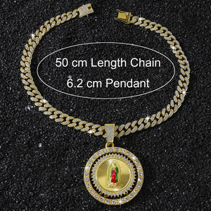Hiphop Style Rotatable Circular Religious Pendant Necklace <b>Cuban</b> <b>Link</b> <b>Chain</b> Necklace Men's Necklace Fashion Jewelry Wholesale - Product Image 5