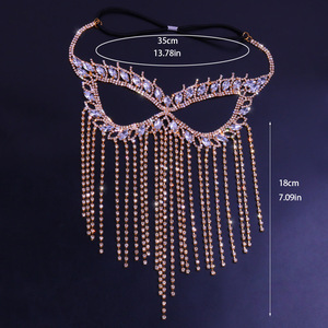Máscara de Borlas con Pedrería, Accesorios de Fotografía de Moda, Decoración, Máscara de Borlas con Pedrería Exagerada, Fiesta de Navidad y Halloween - Product Image 4