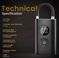 HF213 Nouveau compresseur d'air de gonflage de pneu portable avec batterie Écran numérique Lumière LED d'urgence pour le gonflage des pneus