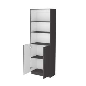 Estantería DB de madera maciza de 2 puertas en diseño plegable blanco gris mate para el hogar, la Oficina, la sala de estar, el dormitorio y la escuela, estilo melamina - Product Image 3