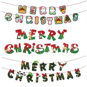 Joyeux Noël guirlande Cloche Père Noël bonhomme <span class=keywords><strong>de</strong></span> neige Elk bas bannières drapeaux bruant pour la fête <span class=keywords><strong>de</strong></span> Noël fournitures maison centre commercial pub décor - Product Image 1