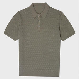 Maglione da <span class=keywords><strong>uomo</strong></span> in cotone a maniche corte maglione Polo in maglia con cavo da <span class=keywords><strong>uomo</strong></span> - Product Image 2