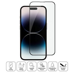Protector de pantalla de vidrio templado de cubierta completa OEM ODM 9D para <span class=keywords><strong>Iphone</strong></span> 16 15 14 13 Pro Anti explosión 2.5D Protector de pantalla de impresión de seda - Product Image 5