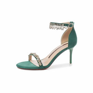Sandalias de Tacón Alto con Correa en el Tobillo, Punta Abierta, Tacón de Aguja, Decoradas con Pedrería, Tendencia de Moda 2308-6 - Product Image 5