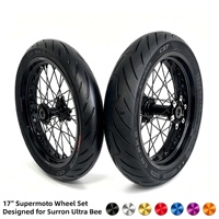 Ensemble de roues Supermoto légères pour Surron Ultra Bee X avec rayons chromés de 17 pouces pour utilisation en course de moto électrique