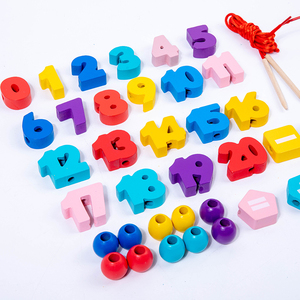 Mainan edukasi anak-anak, mainan anak belajar blok bangunan huruf Digital Menghitung mainan manik-manik huruf kayu - Product Image 6