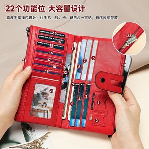 Andong Leather Long <b>Wallet</b> <b>Purse</b> for Women Real Genuine Cow Leather Retro Fashion Clutch <b>Phone</b> Pocket Bag Rfid Blocking <b>Purses</b> - Product Image 3