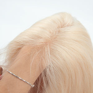 Perruque en cheveux humains blonds, sans colle, pré-épilée, pré-décolorée, douce, vierge, européenne, avec cuticules alignées, pour femmes blanches - Product Image 1