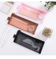 Pochette transparente en maille personnalisable pour stylos/crayons, grande capacité, pour étudiants